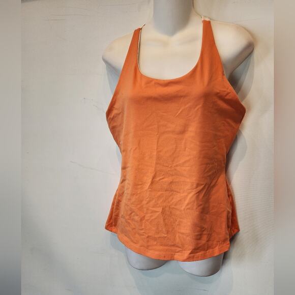 Vintage 90's Workout Top Tangerine Orange Racer Back Retro Top Women's Size XL - Picture 3 of 9